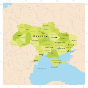 Highly Detailed Ukraine Vector Map Print for CMYK