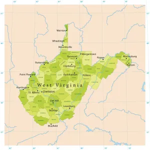 Map Illustration Prints: Highly Detailed West Virginia Print Map