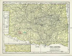 Vintage US Maps Prints: Map Of Oklahoma