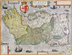 Prints of Map of Ireland (hand coloured engraving) (Photo by Art Images via Getty Images) Images Dated 2012 July: Private Collection Map of Ireland Hand-Coloured Engraving Print
