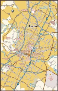 Austn, Texas Area 2011 Reference Print Map