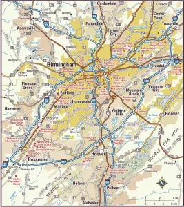 Birmingham, Alabama Area Reference Map Print 2011 Edition