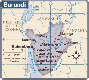 Reference Maps 2011 Edition Prints: Burundi country map