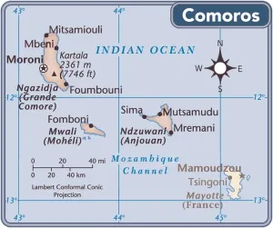 Country Maps For Sale Prints: Comoros country map