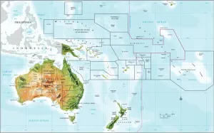 Map Prints: Oceania Relief Map Print