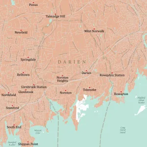 CT Fairfield Darien Vector Road Map Print