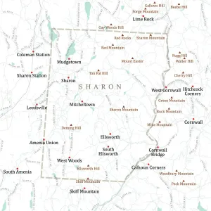 Litchfield and Sharon CT Vector Road Map Print