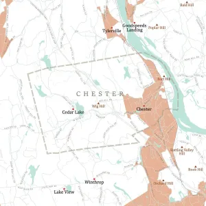 Middlesex County and Chester, CT Vector Road Map Print