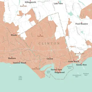 Cartography Design Software Prints: CT Middlesex Clinton Vector Road Map