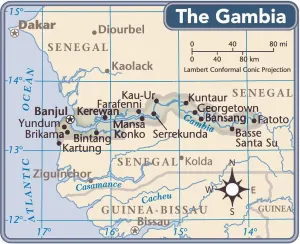 Prints of 2011 edition The Gambia Prints: The Gambia Country Map Print (Reference Maps) 2011 Edition