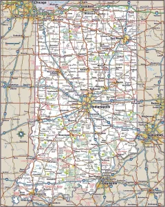 Prints of Reference Maps, Top Sellers Art Prints, 103312674 United States Of America Prints: Indiana Highway Map Reference Maps Art Print 103312674