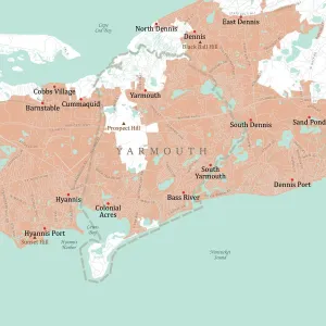 Barnstable Yarmouth Vector Road Map Print