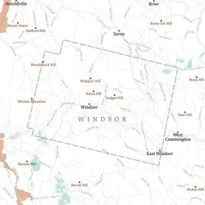 Physical Geography Images Prints: MA Berkshire Windsor Vector Road Map