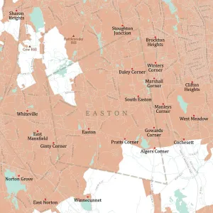 Vector City Maps USA Prints: MA Bristol Easton Vector Road Map