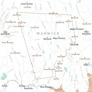 Massachusetts Vector Map Prints: MA Franklin Warwick Vector Road Map