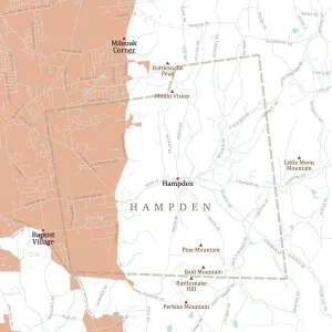Massachusetts Map Prints: MA Hampden Town Vector Road Map