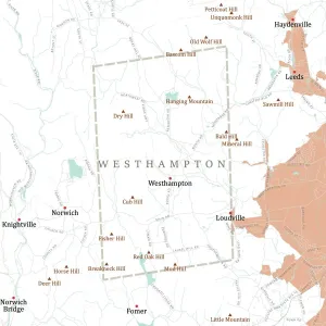 Vector City Maps USA Prints: MA Hampshire Westhampton Vector Road Map