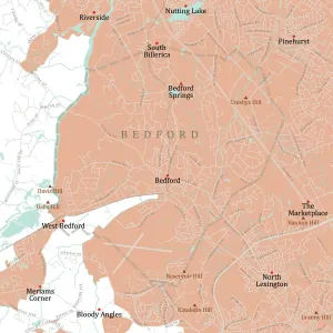 Massachusetts Vector Map Prints: MA Middlesex Bedford Vector Road Map