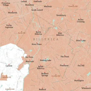 MA Middlesex Billerica Vector Road Map Print
