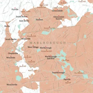Physical Geography Maps Online Prints: MA Middlesex Marlborough Vector Road Map