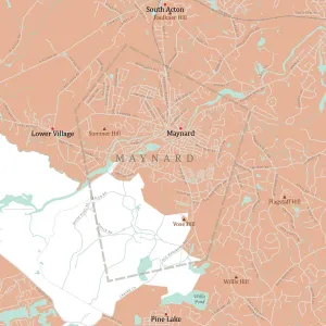 Massachusetts Vector Map Prints: MA Middlesex Maynard Vector Road Map