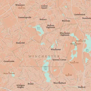 Massachusetts Vector Map Prints: MA Middlesex Winchester Vector Road Map