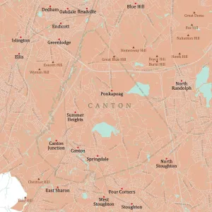 MA Norfolk Canton Vector Road Map Print