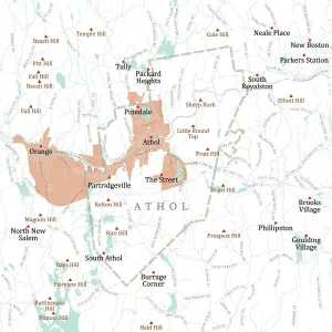 Digital City Maps USA Prints: MA Worcester Athol Vector Road Map