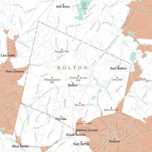 Digital City Maps USA Prints: MA Worcester Bolton Vector Road Map