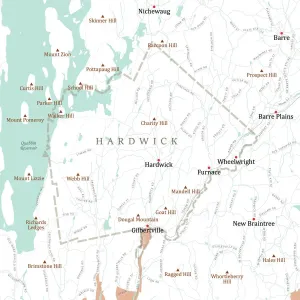 Digital City Maps USA Prints: MA Worcester Hardwick Vector Road Map