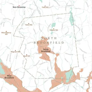 MA Worcester North Brookfield Vector Road Map Print