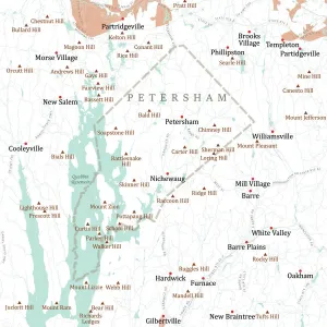 Digital City Maps USA Prints: MA Worcester Petersham Vector Road Map