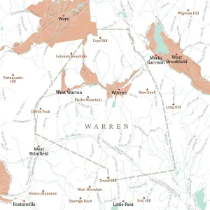 Massachusetts Vector Map Prints: MA Worcester Warren Vector Road Map