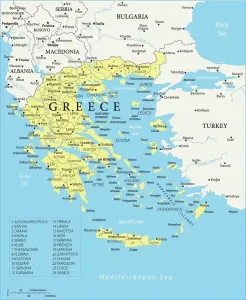 Prints of Map of Greece - Vector illustration Greece Prints: Map of Greece Vector Print - Reference Map Illustration