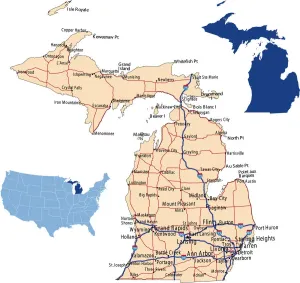 Michigan Road Map Print - Reference Maps