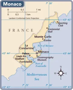 Prints of 2011 edition Map Prints: Monaco Country Map Print 2011 Reference Edition