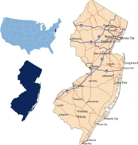 Reference Maps For Design Prints: New Jersey road map