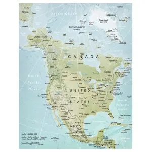 Prints of Vector illustration of a detailed map of North America Map Prints: North America Map Vector Print - Public Domain Illustration