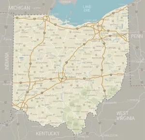 Ohio State Reference Map Print