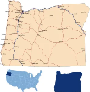 State Road Maps Prints: Oregon road map