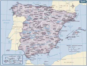 Prints of 2011 edition Spain Prints: Spain Country Map Print 2011 Edition Reference Maps