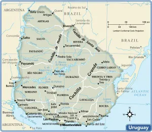 Reference Maps For Travel Prints: Uruguay country map