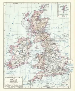 Prints of Encyclopedia Britannica 9th Edition Vol I New York, Samuel Hall 1878 Map Prints: 1895 Great Britain and England Map Print