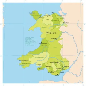 Highly Detailed Wales Vector Map Print for Art and Design