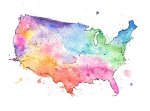 Map of United States with Watercolor Texture - Raster Illustration Map of United States with Watercolor Texture - Raster Illustration
