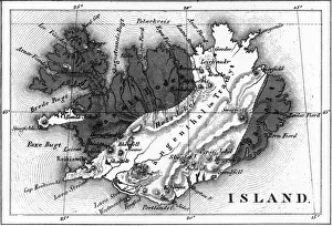 Map of Volcanic Chart of Iceland Engraving Map of Volcanic Chart of Iceland Engraving