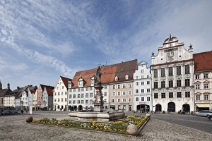 Marie Fountain, Town Hall, Main Square, Landsberg am Lech, Upper Bavaria, Bavaria, Germany, Europe Marie Fountain, Town Hall, Main Square, Landsberg am Lech, Upper Bavaria, Bavaria, Germany, Europe