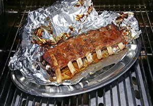 Marinated veal spareribs, prepared for BBQ Marinated veal spareribs, prepared for BBQ