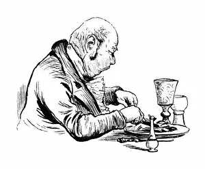 Images Dated 30th November 2013: Mature Victorian gentleman enjoying his dinner