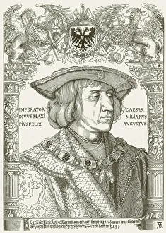 Maximilian I, of Habsburg (1459-1519), wood engraving, published in 1881 Maximilian I, of Habsburg (1459-1519), wood engraving, published in 1881
